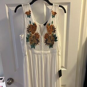 Tickets to paradise white embroidered maxi dress